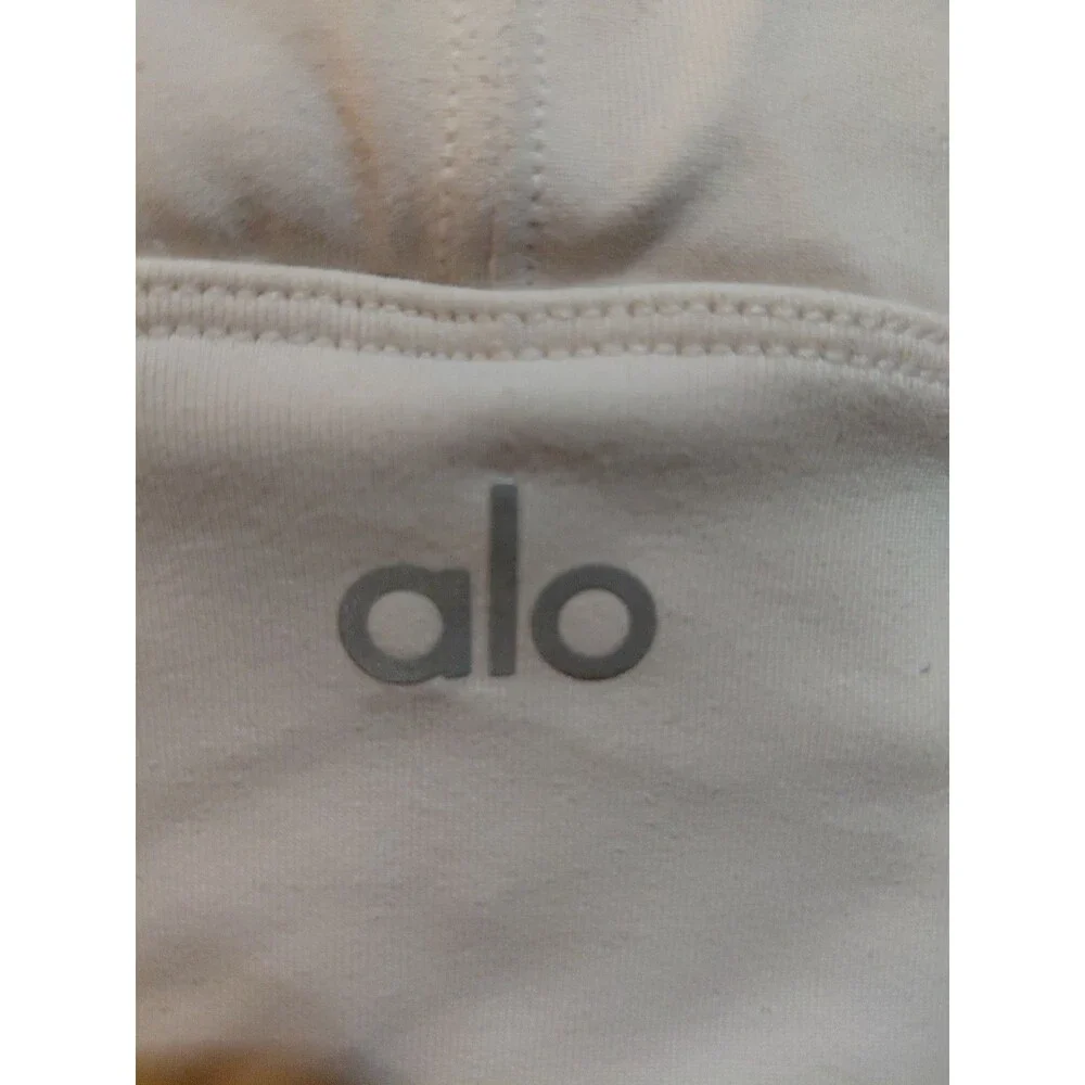 ALO Sports Bra Womens Medium Tan/offwhite Ruched Front No Pads